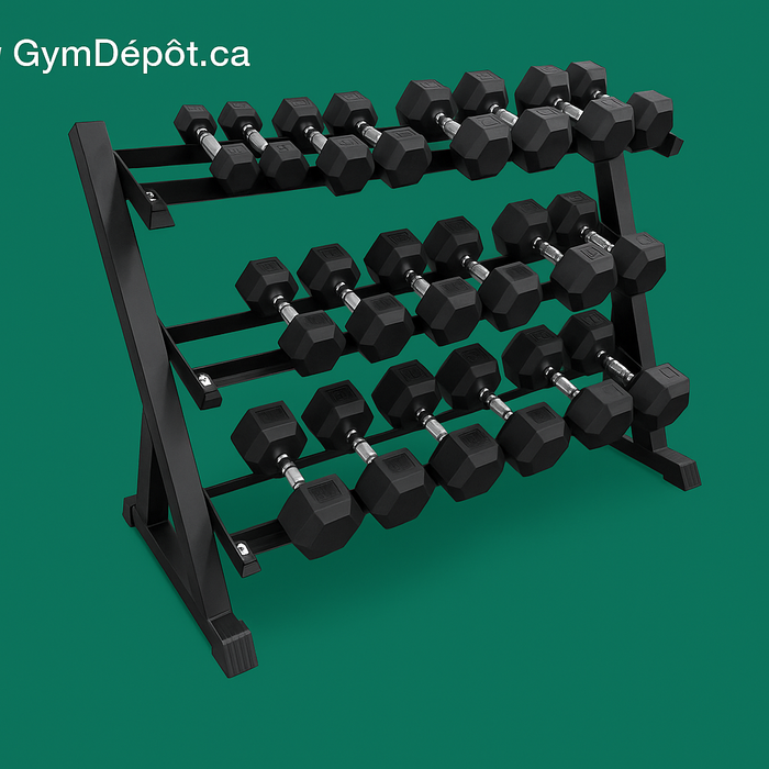 5-50 lb Hex Dumbbell Set with Rack – Complete Set