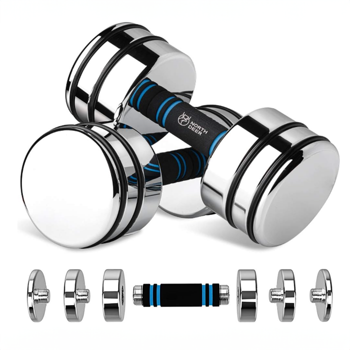 15 lb Ultra-Compact Adjustable Chrome Steel Dumbbells