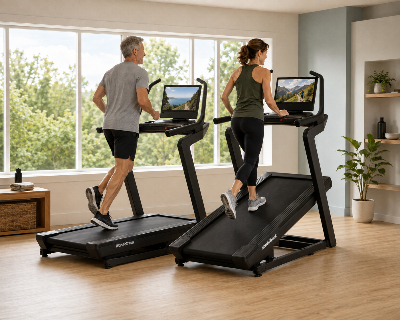Couple courant chacun sur son tapis NordicTrack